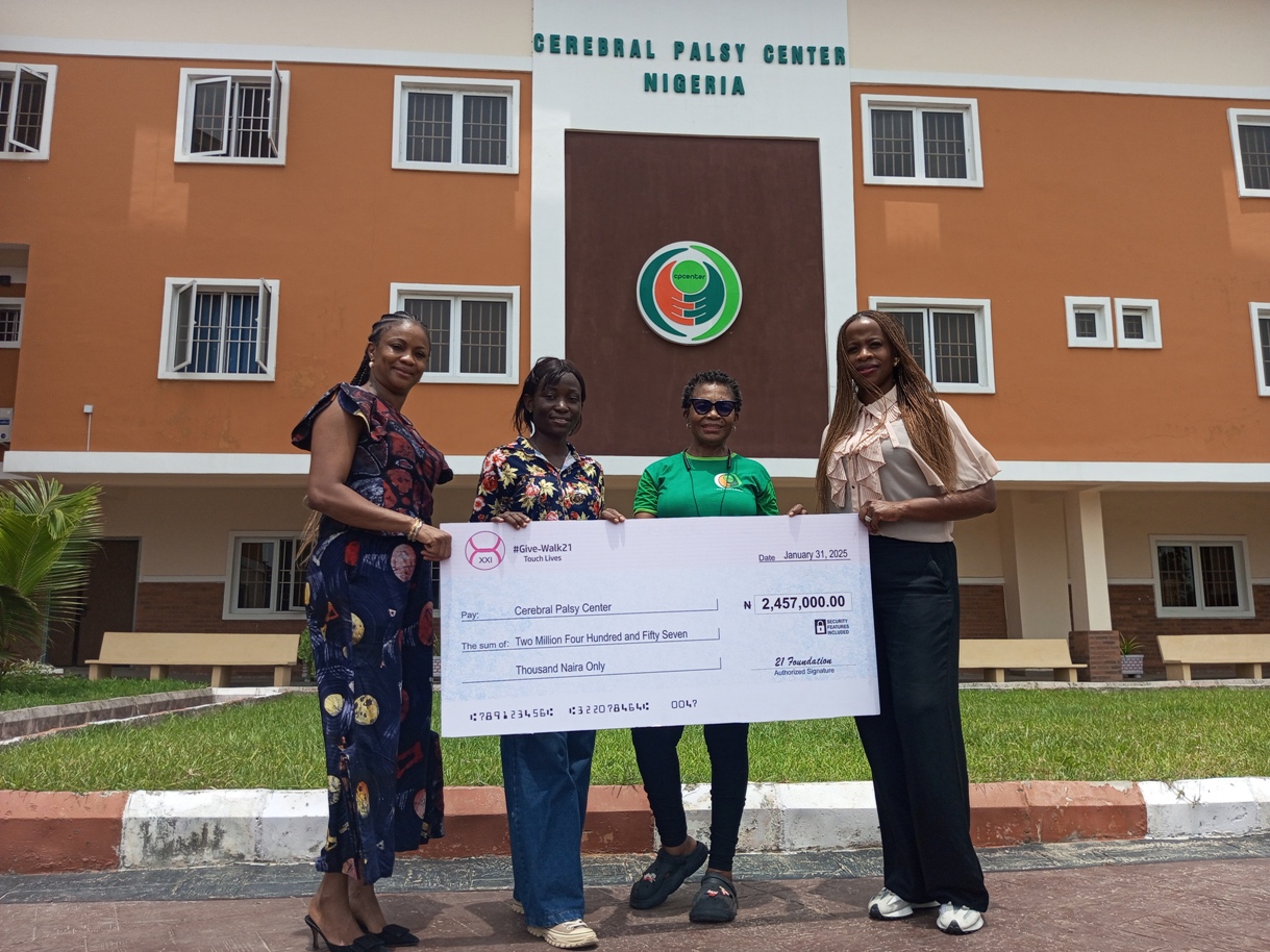 The Cerebral Palsy Center received a donated sum of Two Million, Four Hundred and Fifty-Seven Thousand Naira.