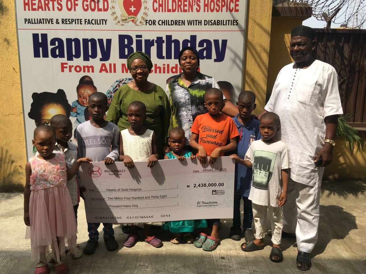 The Hearts of Gold Children Hospice received a donated sum of Two Million, Four Hundred and Thirty-Eight Thousand Naira.