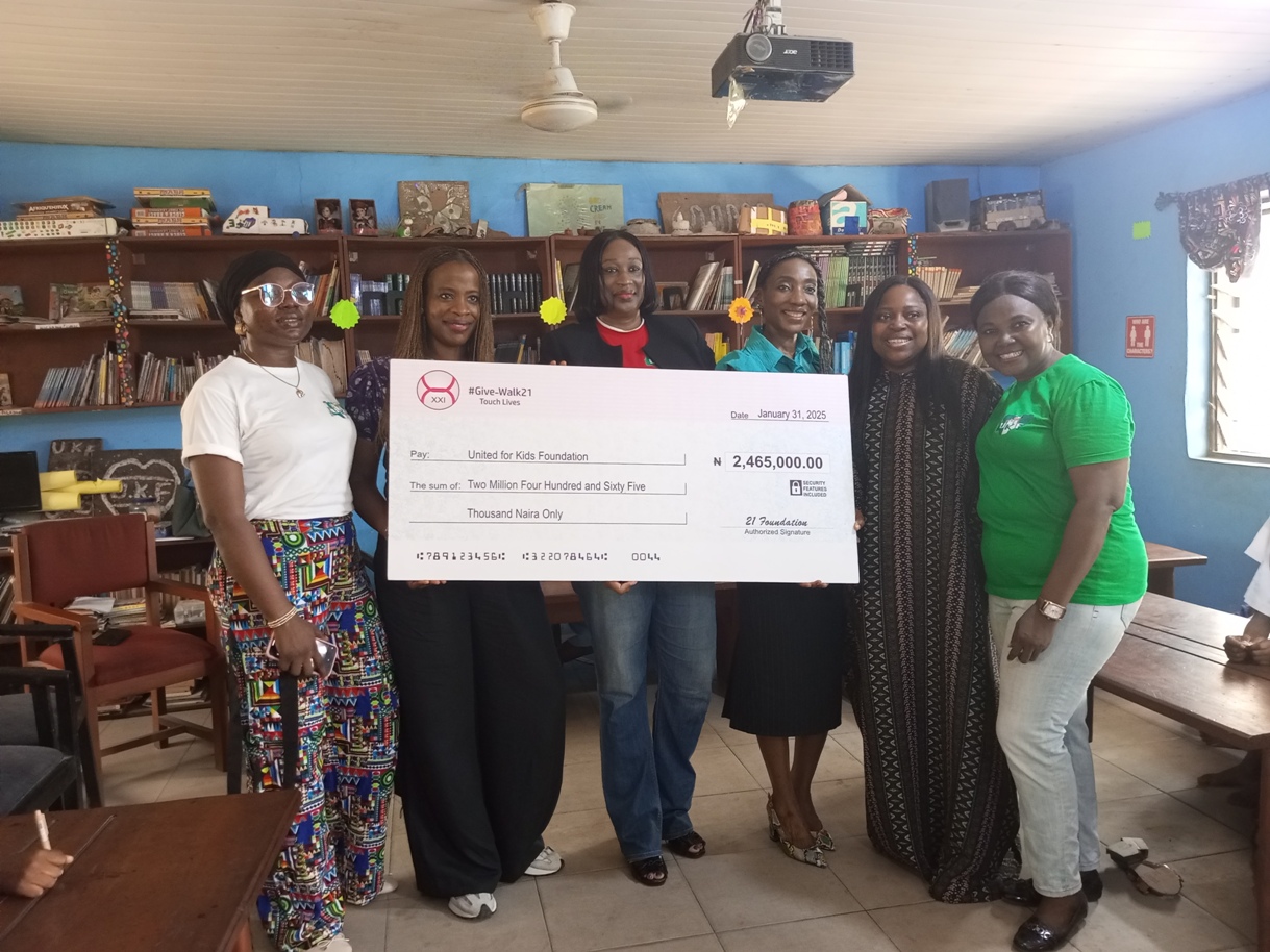 The United for Kids Foundation received a donated sum of Two Million, Four Hundred and Sixty-Five Thousand Naira.